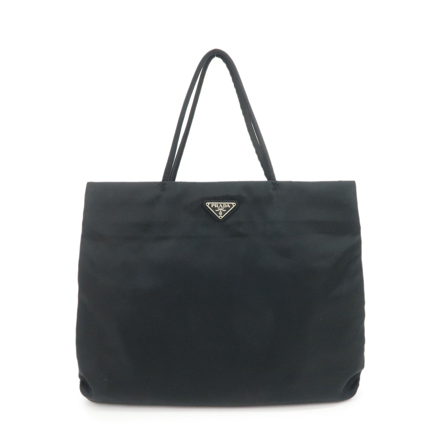 PRADA Triangle Logo Nylon Tote Bag Hand Bag Black B9024