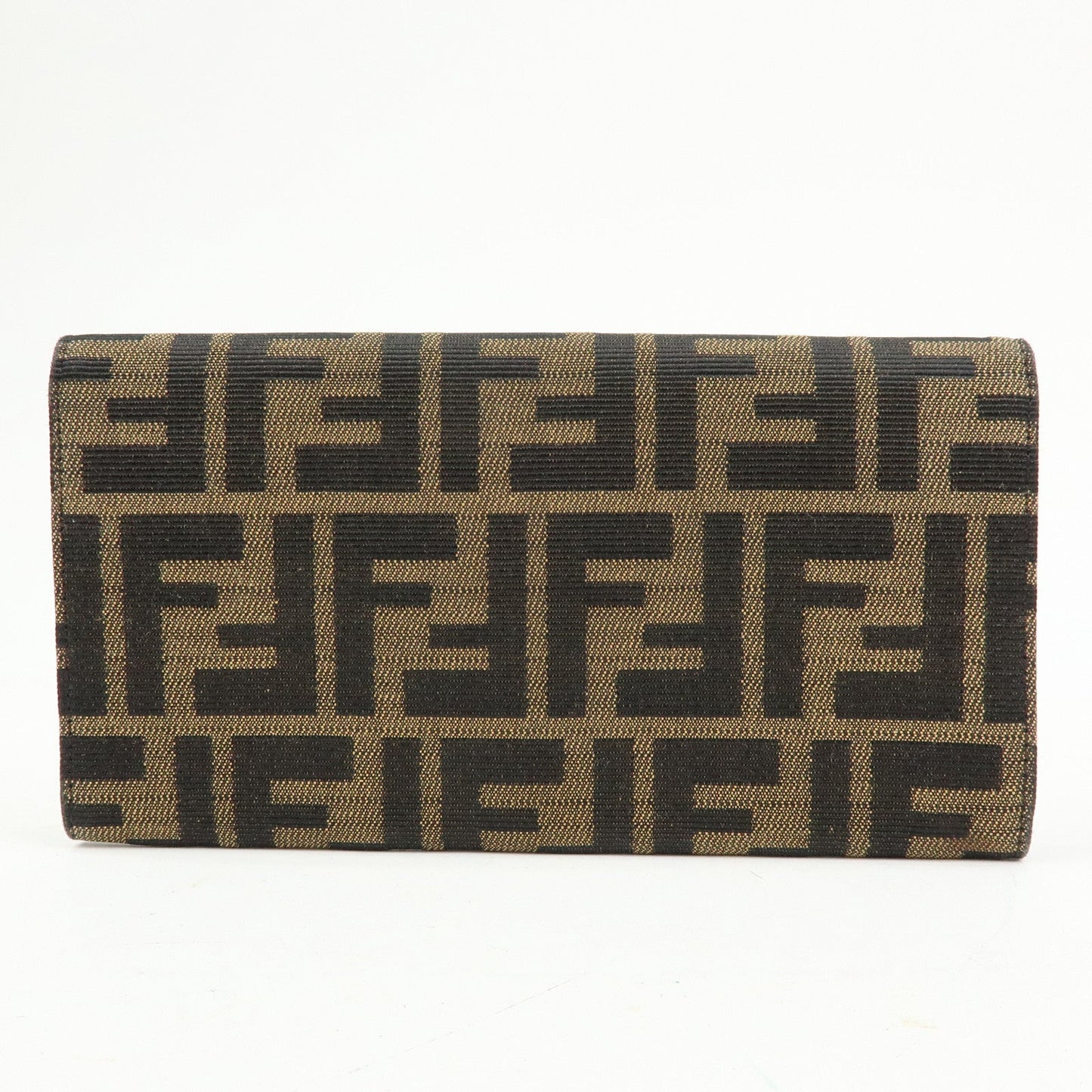 FENDI Zucca Canvas Bi-fold Long Wallet Black Brown 8M0009