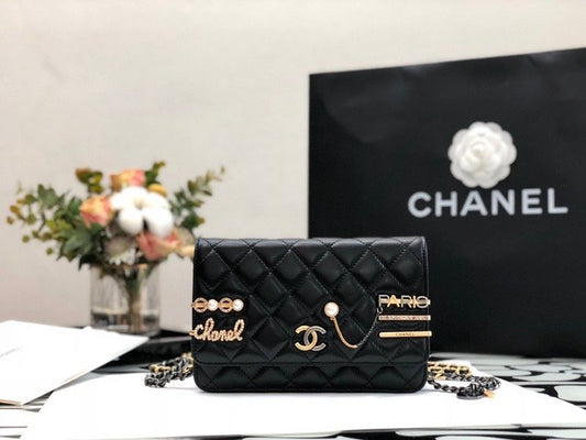 CHL -  Flap Bag Gold Toned Hardware Black For Women 7.4in/19cm