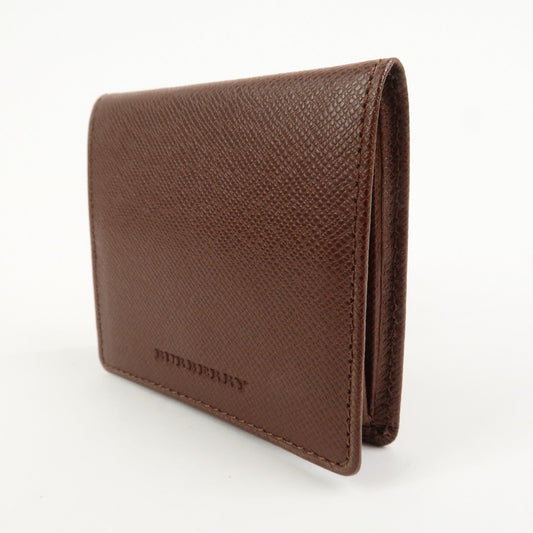 BURBERRY Logo Leather Compact Coin Case Brown