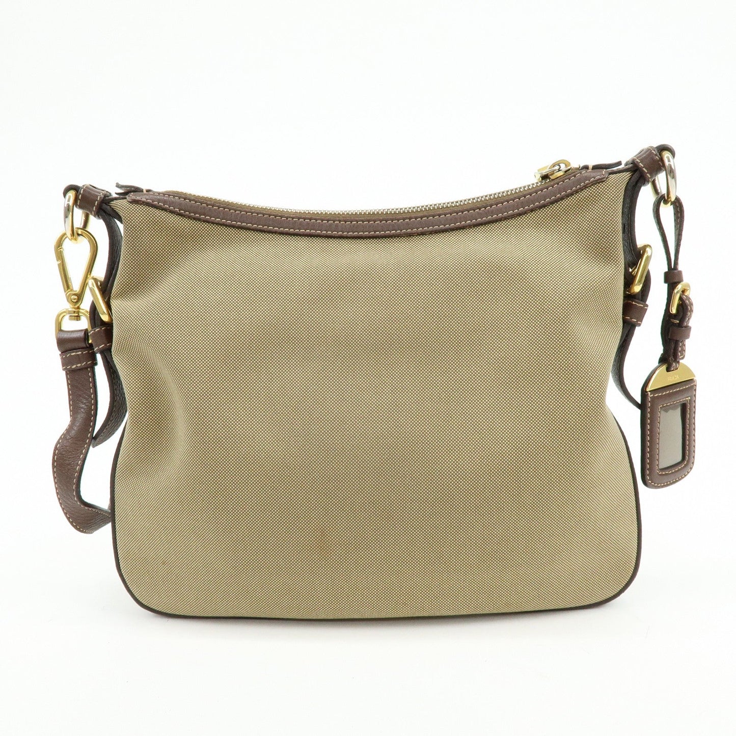 PRADA Logo Jacguard Leather Shoulder Bag Crossbody Bag Brown