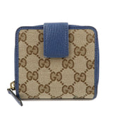 GUCCI GG Canvas Leather Bi-Fold Wallet Beige Blue 346056  d