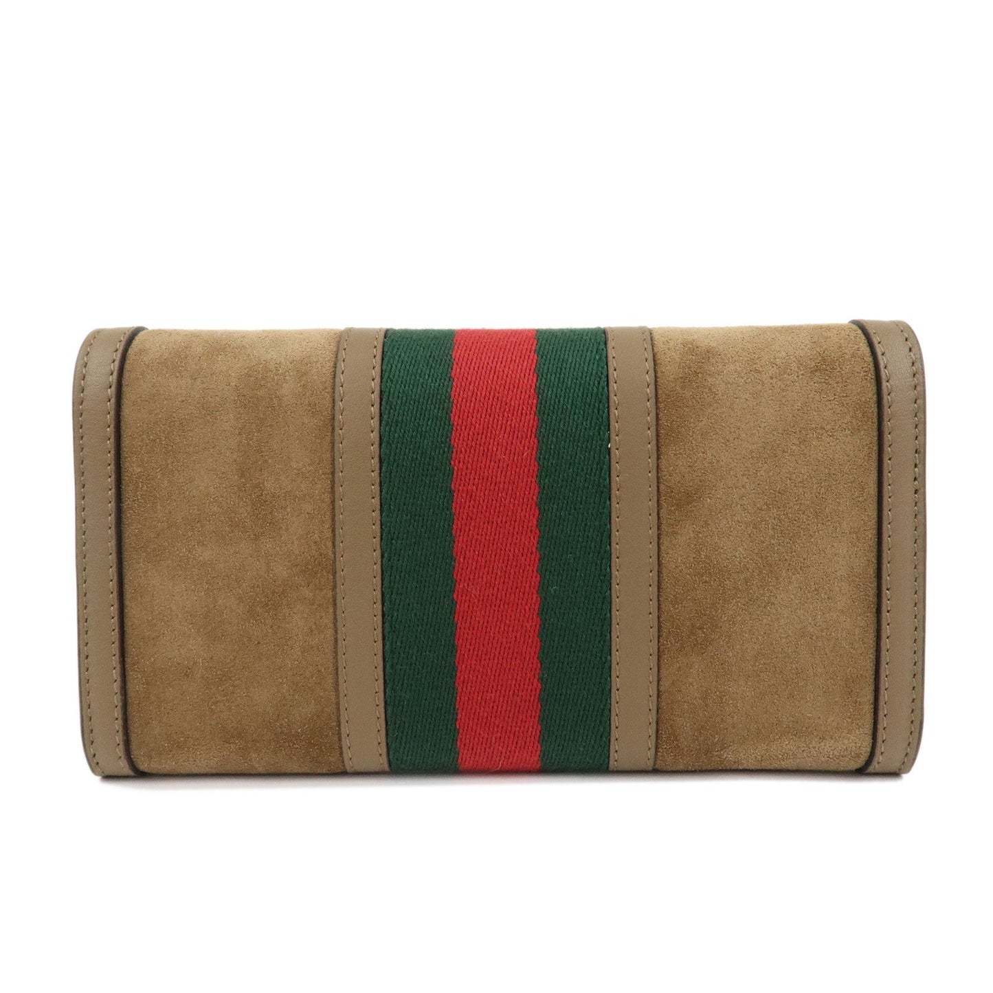 GUCCI Sherry Suede Leather Flap Long Wallet Brown 409440