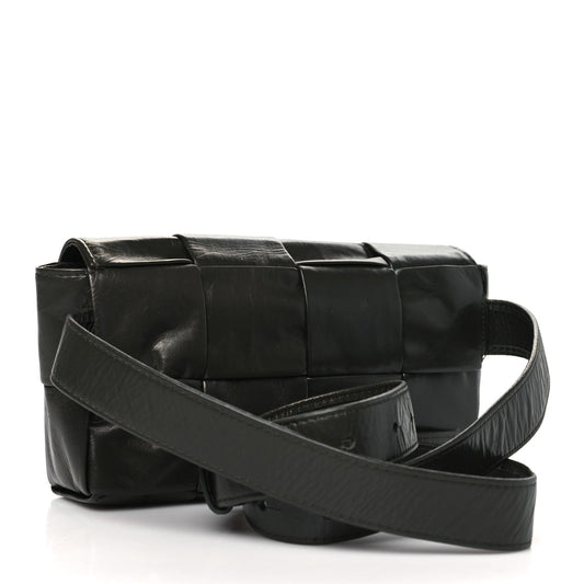 Bottega Veneta Paper Calfskin Intrecciato Cassette Belt Bag Raintree