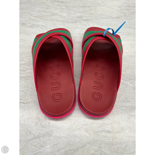 Sandals Luxury Designer By Gucci In Green & Red, Size: 9 (SZ 39)