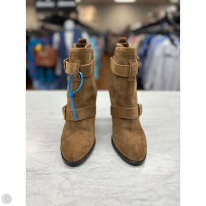 Boots Luxury Designer By Burberry In Brown, Size: 8.5