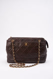 Chanel Brown Leather Shoulder Bag with Double Chain Handle