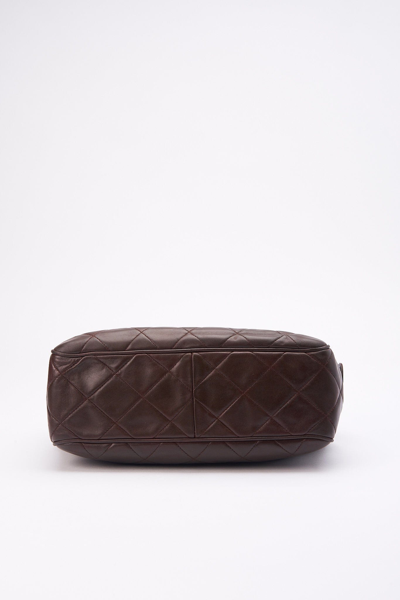 Chanel Brown Leather Shoulder Bag with Double Chain Handle