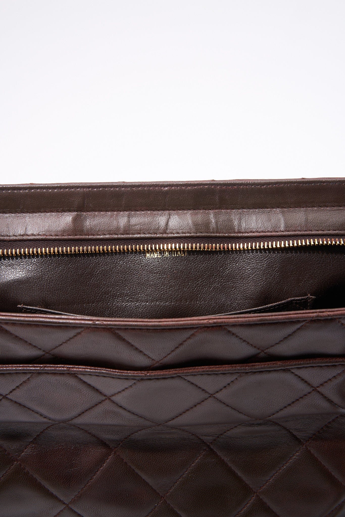 Chanel Brown Leather Shoulder Bag with Double Chain Handle