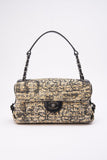 Chanel Printed Canvas Flap Bag with Black Leather Trim