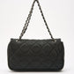 Chanel Black Textured Coated Nylon Single Flap Bag - Black