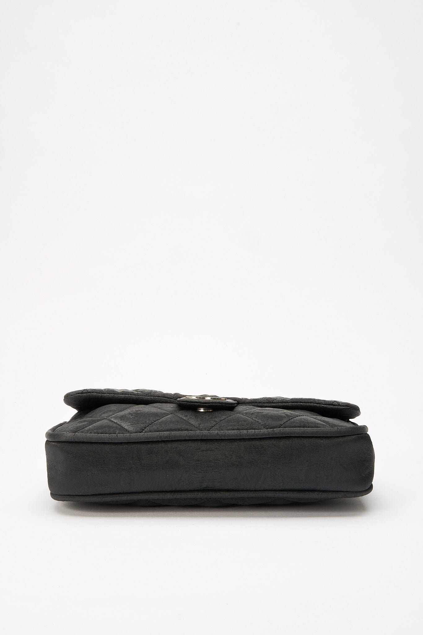 Chanel Black Textured Coated Nylon Single Flap Bag - Black