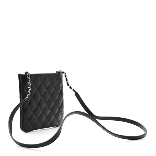 Amelia Lambskin Quilted Crossbody Bag Black