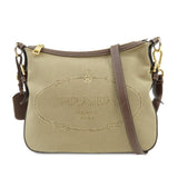 PRADA Logo Jacguard Leather Shoulder Bag Crossbody Bag Brown