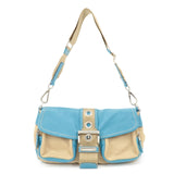 PRADA Nylon Leather Shoulder Bag Crossbody Bag Blue Beige BR2417  d