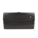 CHANEL Camellia COCO Mark Leather Bi-fold Long Wallet Black