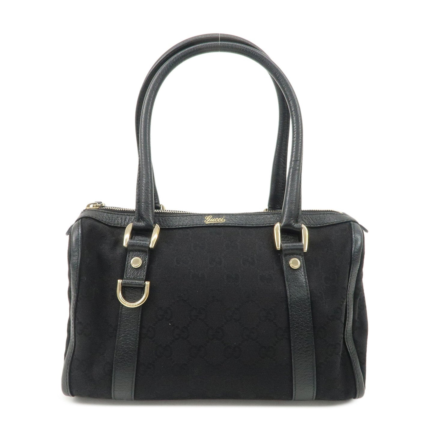 GUCCI Abbey GG Canvas Leather Boston Bag Hand Bag Black 130942  d