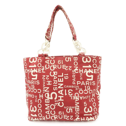 CHANEL By Sea Line Canvas Tote Bag Red Ivory A18302  d