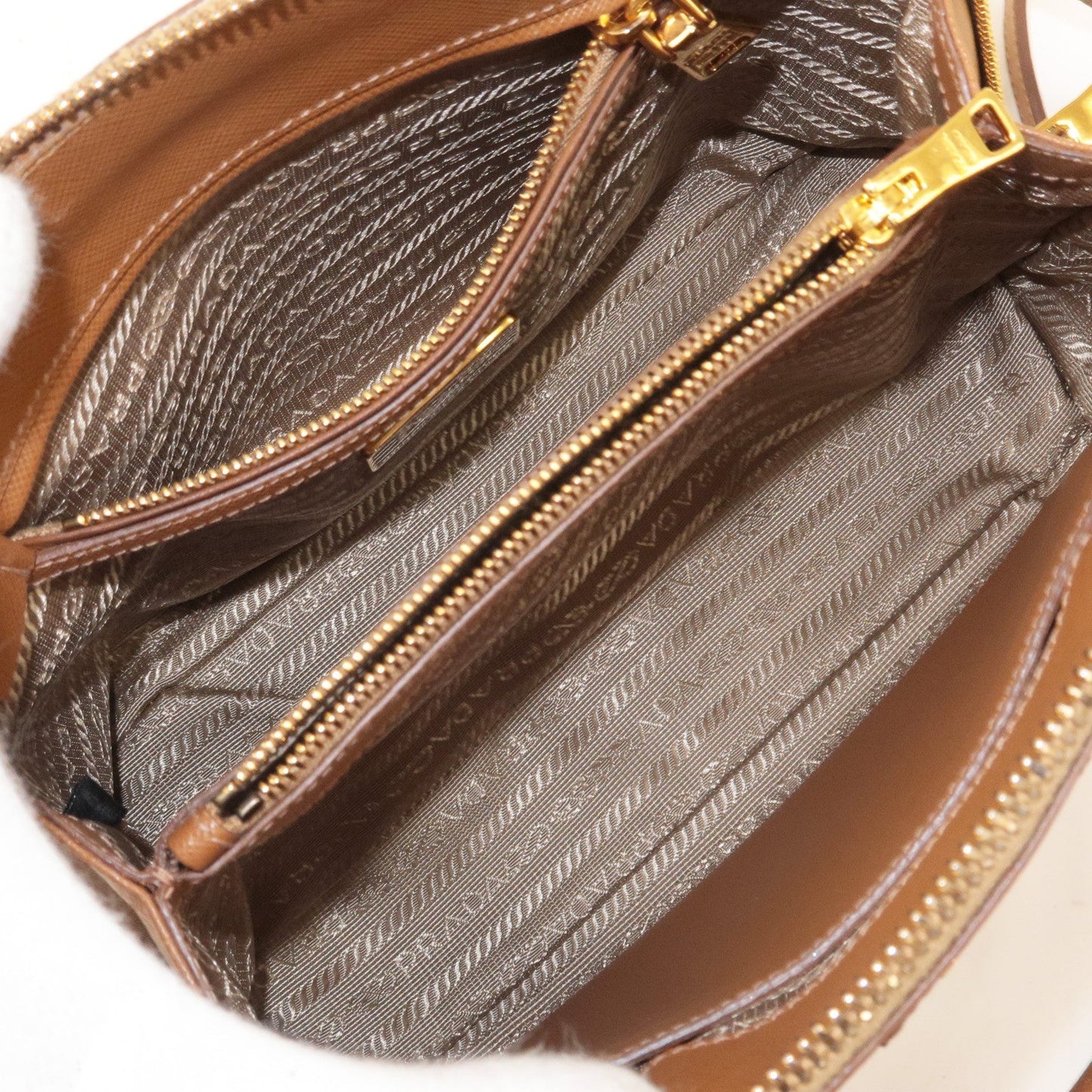 Prada Logo Leather 2Way Bag Hand Bag Shoulder Bag Brown
