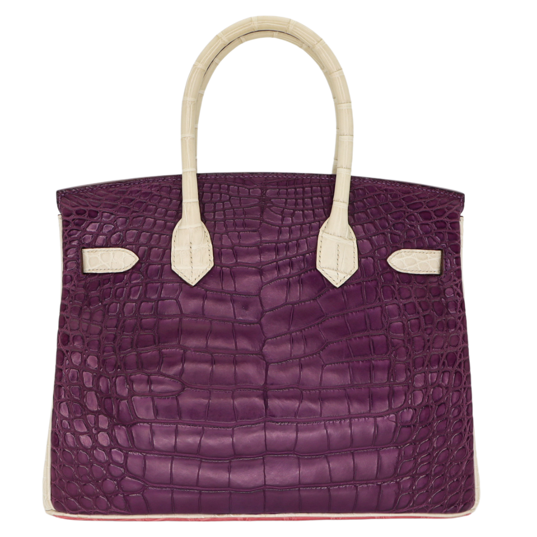 Hermès 30cm Birkin HSS Rose Indien/Amethyst/Beton Matte Alligator Brushed Palladium Hardware