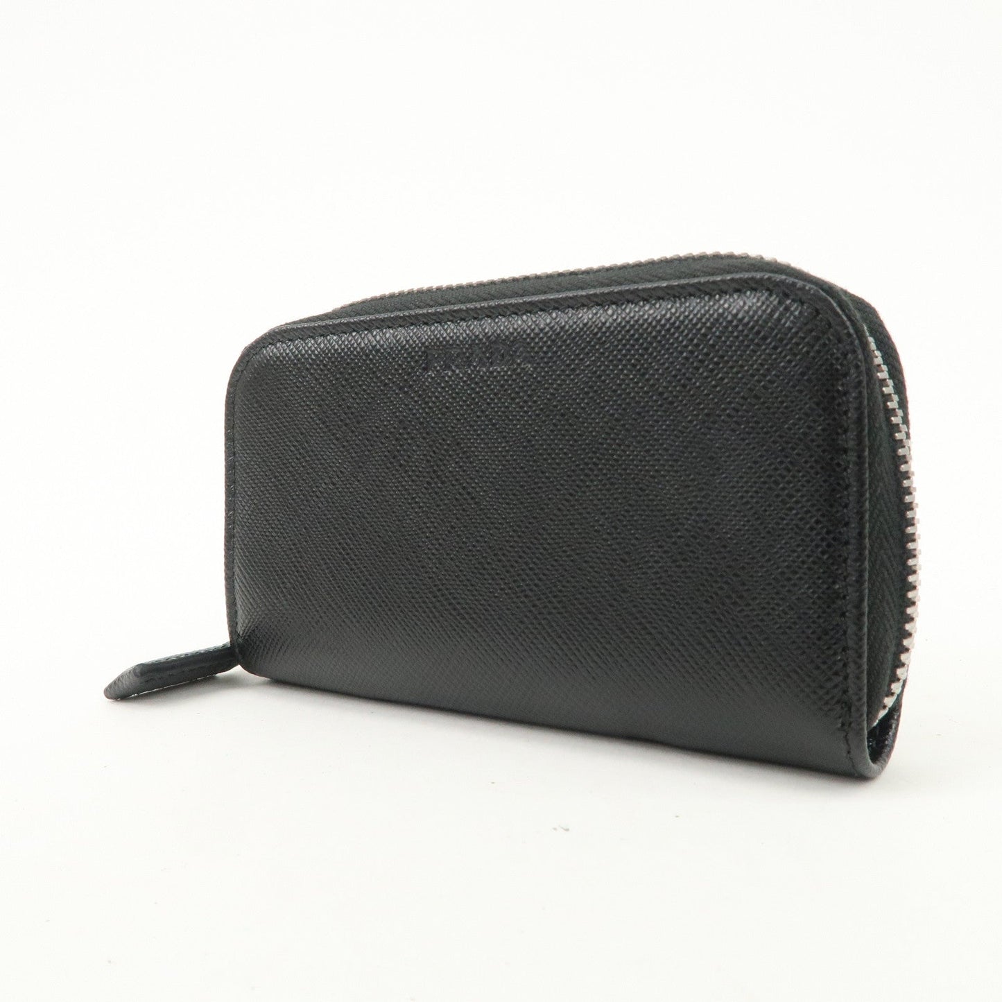PRADA Saffiano Leather Round Zippy Key Case Black 2PG604  d