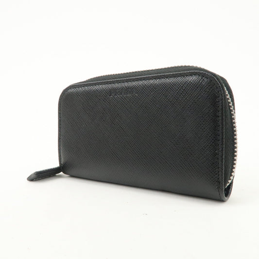 PRADA Saffiano Leather Round Zippy Key Case Black 2PG604  d
