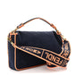 Amelia Denim Large Baguette Blue Arancio Fluo