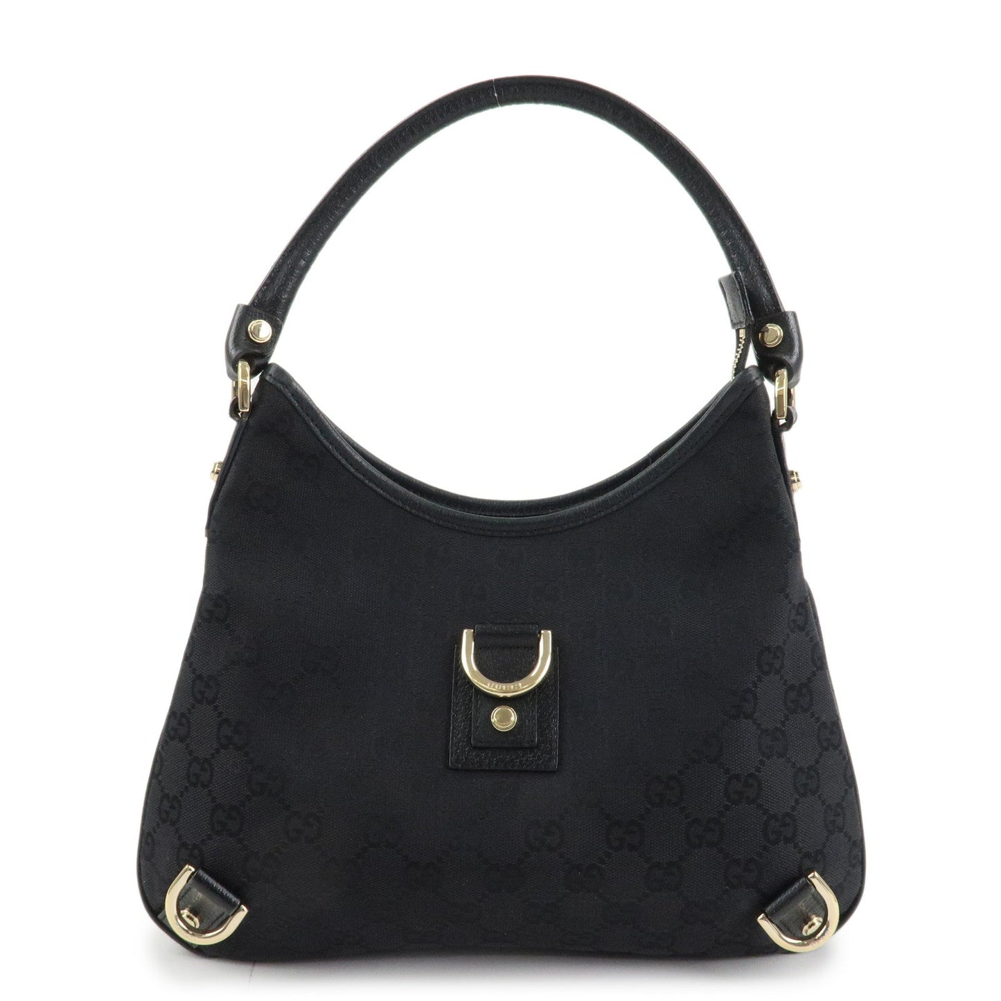 GUCCI Abbey GG Canvas Leather Shoulder Bag Black 130738  d