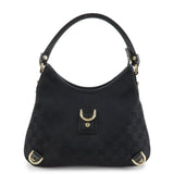 GUCCI Abbey GG Canvas Leather Shoulder Bag Black 130738  d