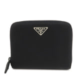 PRADA Nylon Saffiano Leather Bi-fold Round zippy Wallet Black  d