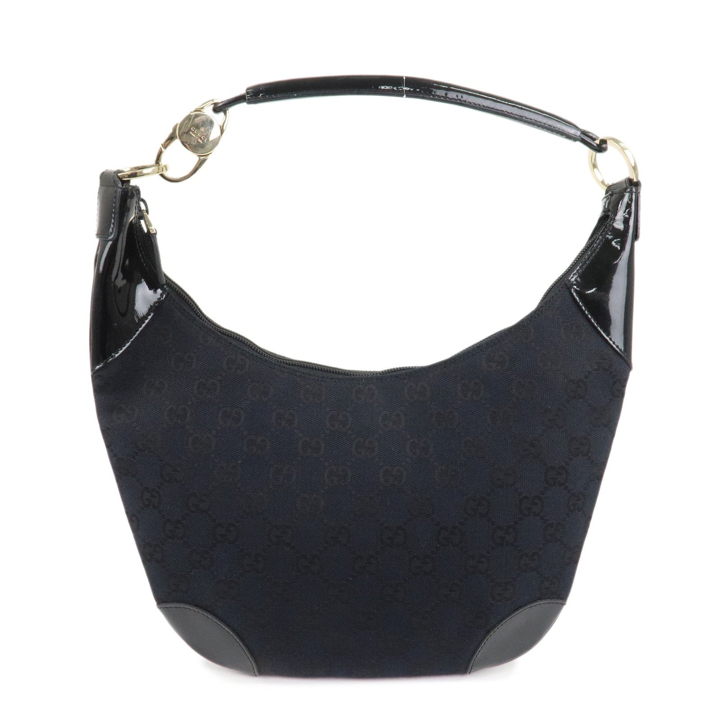 GUCCI GG Canvas Patent Leather Shoulder Bag Black 001.4158  d