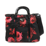 PRADA Triangle Logo Nylon Patent Leather 2Way Bag Flower BN1066  d