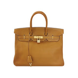 Hermes Birkin 35 Gold Calfskin Leather Gold Hardware 1999