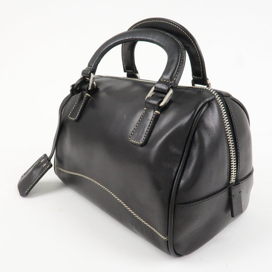 PRADA Leather Mini Boston Bag Hand Bag Black  d