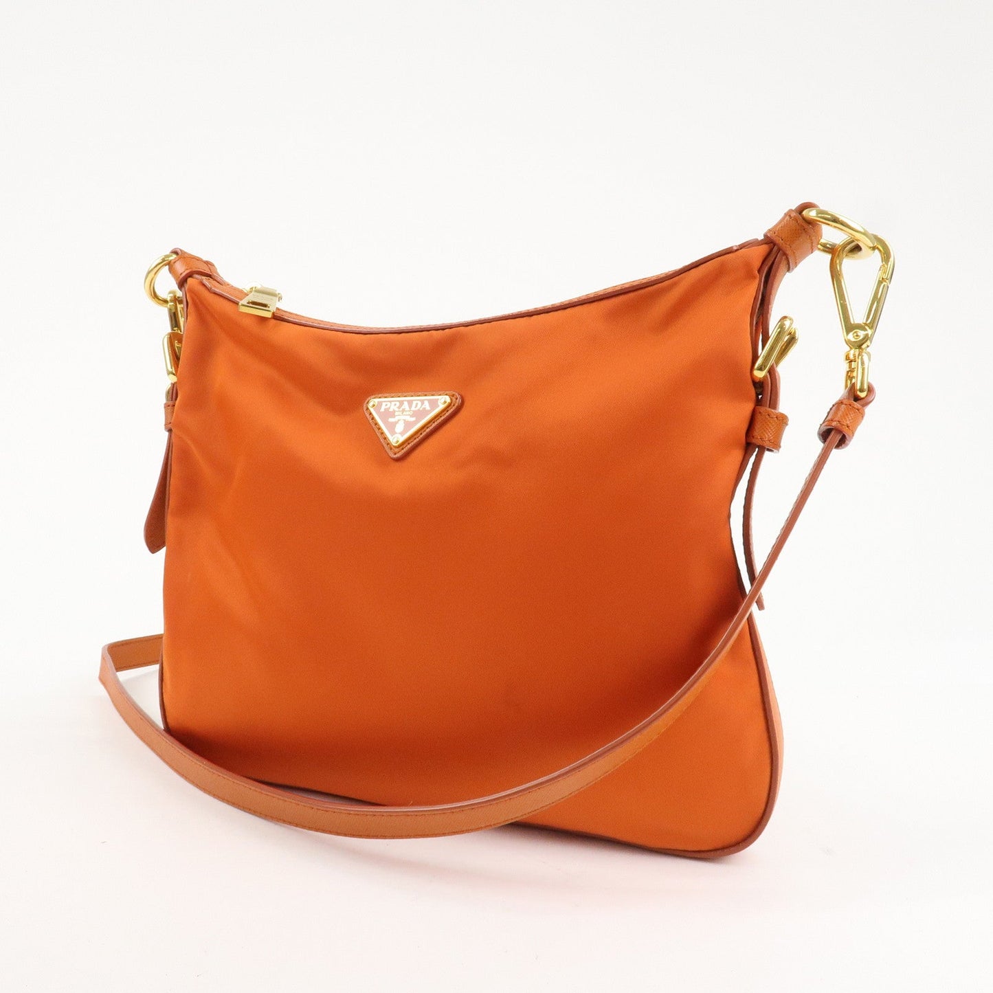 PRADA Triangle Logo Nylon Leather 2Way Shoulder Bag Orange  d