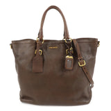 PRADA Leather 2Way Bag Hand Bag Shoulder Bag Crosbody Bag Brown