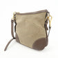 PRADA Logo Jacquard Leather Shoulder Bag Beige Brown BT867A