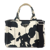 PRADA Logo Canapa Mini Canvas 2Way Bag Hand Bag Black White B2439G  d