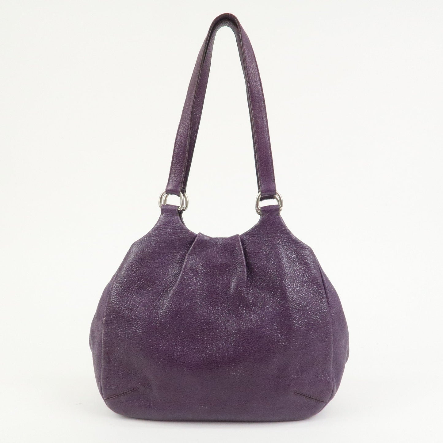 PRADA Leather Tote Bag Shoulder Bag Purple Silver