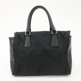 PRADA Triangle Logo Leather Nylon 2Way Bag Hand Bag Black Gold HDW  d