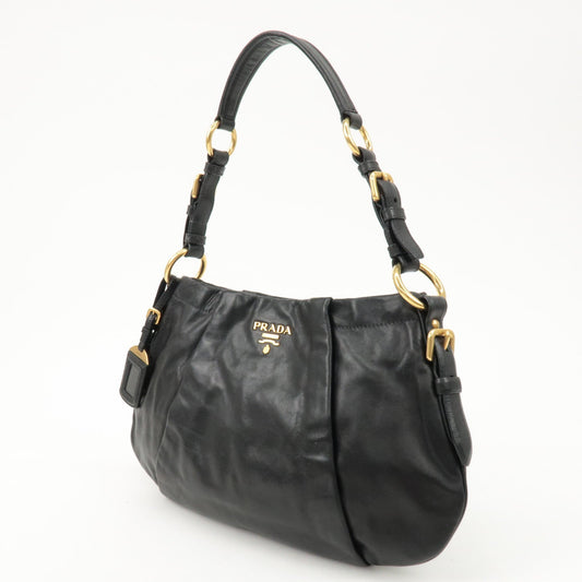 PRADA Logo Leather Shoulder Bag Hand Bag Black BR4930  d