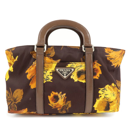 PRADA Triangle Logo 2Way Hand Bag Shoulder Bag Brown Yellow BN1052  d