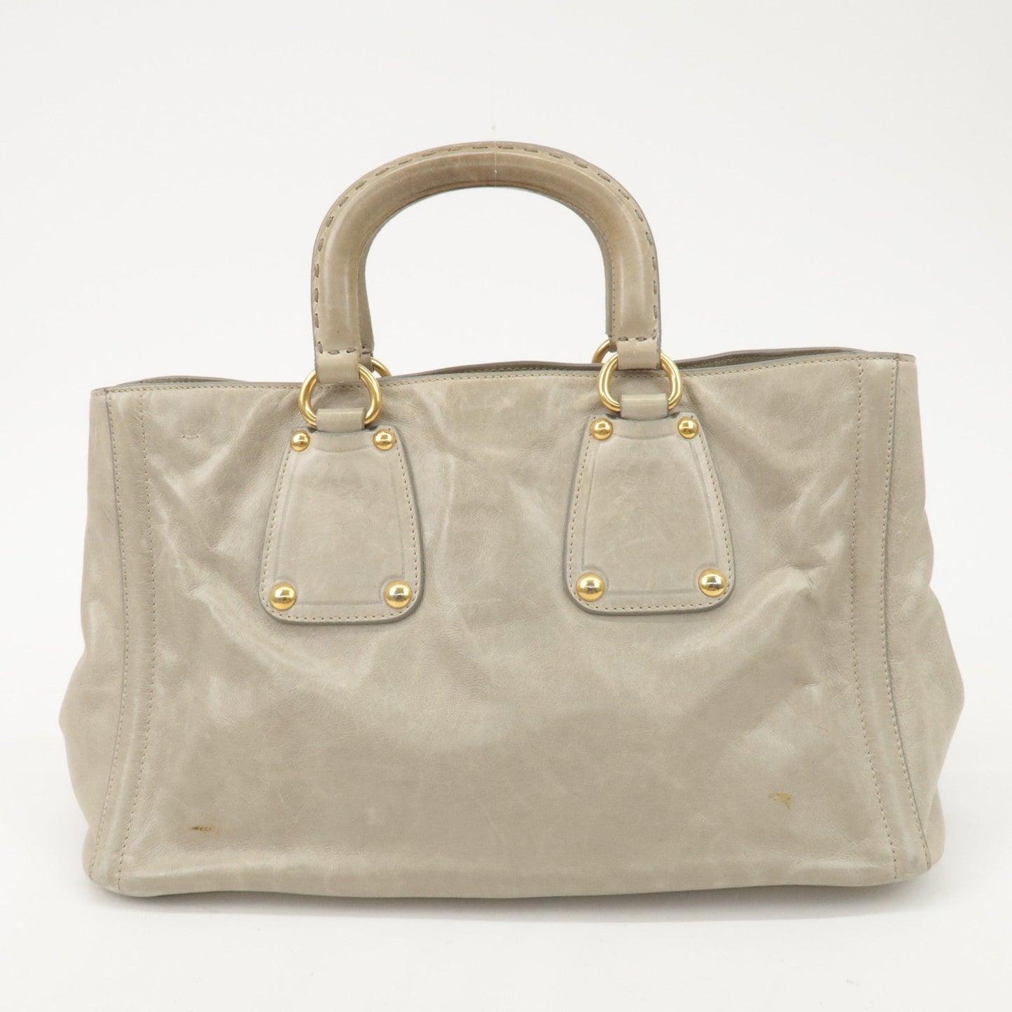 PRADA Triangle Logo Leather 2Way Bag Tote Bag Gray BN2104  d