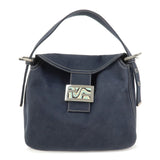 FENDI Logo Canvas Shoulder Bag Hand Bag Navy 26426