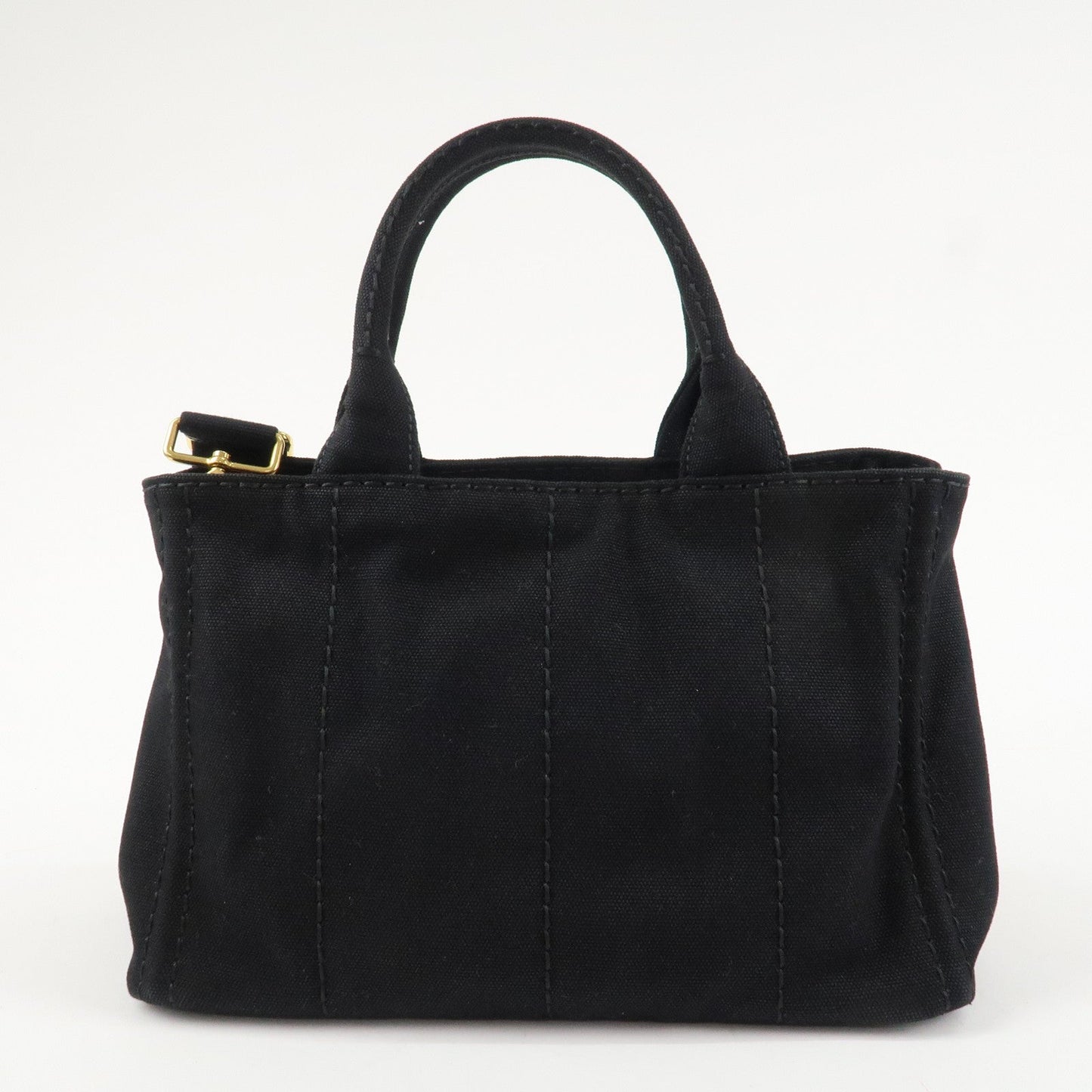 PRADA Logo Canapa Mini Canvas 2Way Bag Hand Tote Bag B2439G Black  d