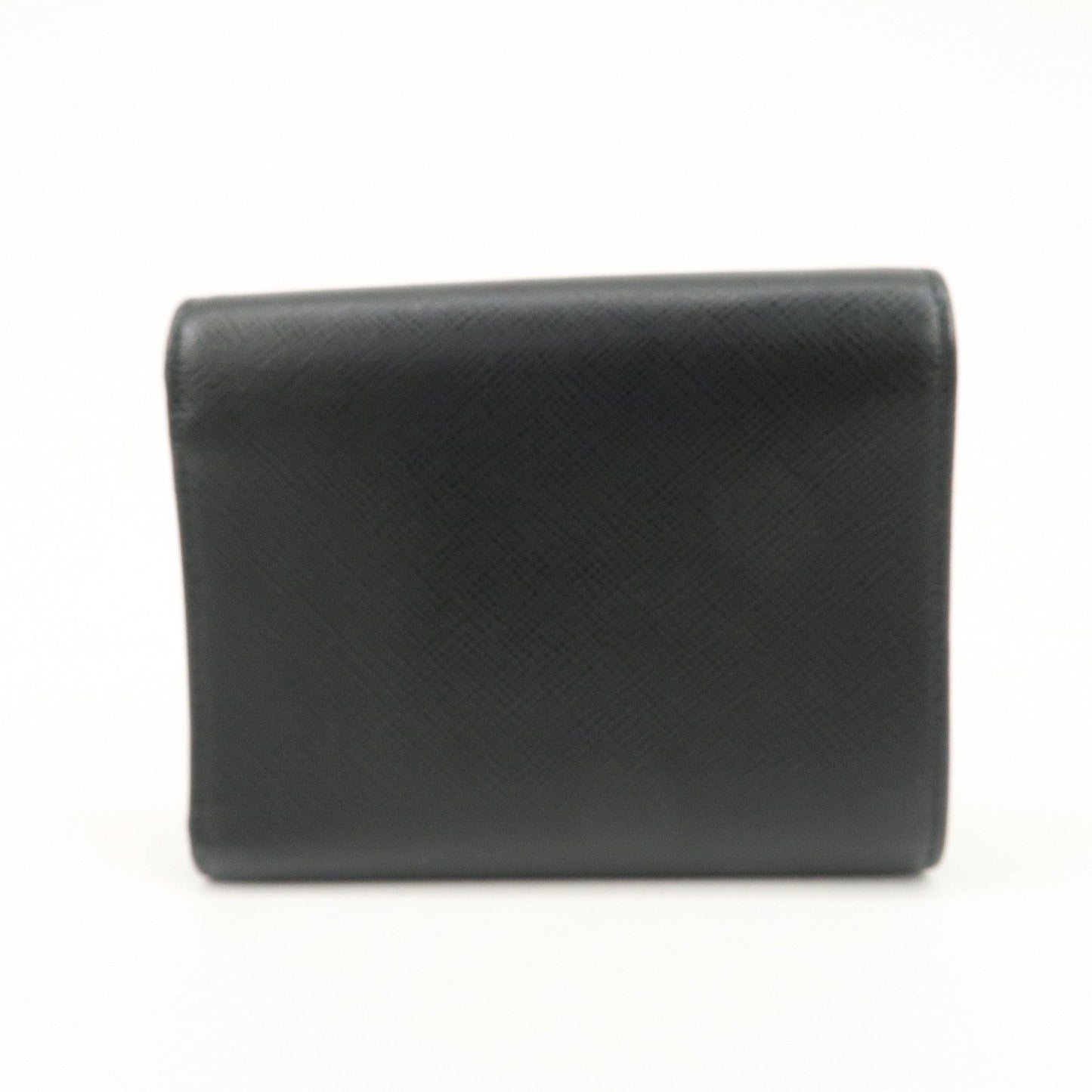 PRADA Leather Ribbon Tri-fold Wallet Black 1MH840  d