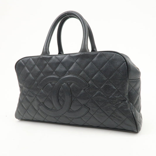 CHANEL Matelasse Caviarskin Boston Bag Hand Bag Black A20997