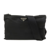 PRADA Triangle Logo Nylon Leather Shoulder Bag Crossbody Bag black