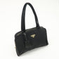 PRADA Triangle Logo Leather Nylon Hand Bag Shoulder Bag Black BR0141  d