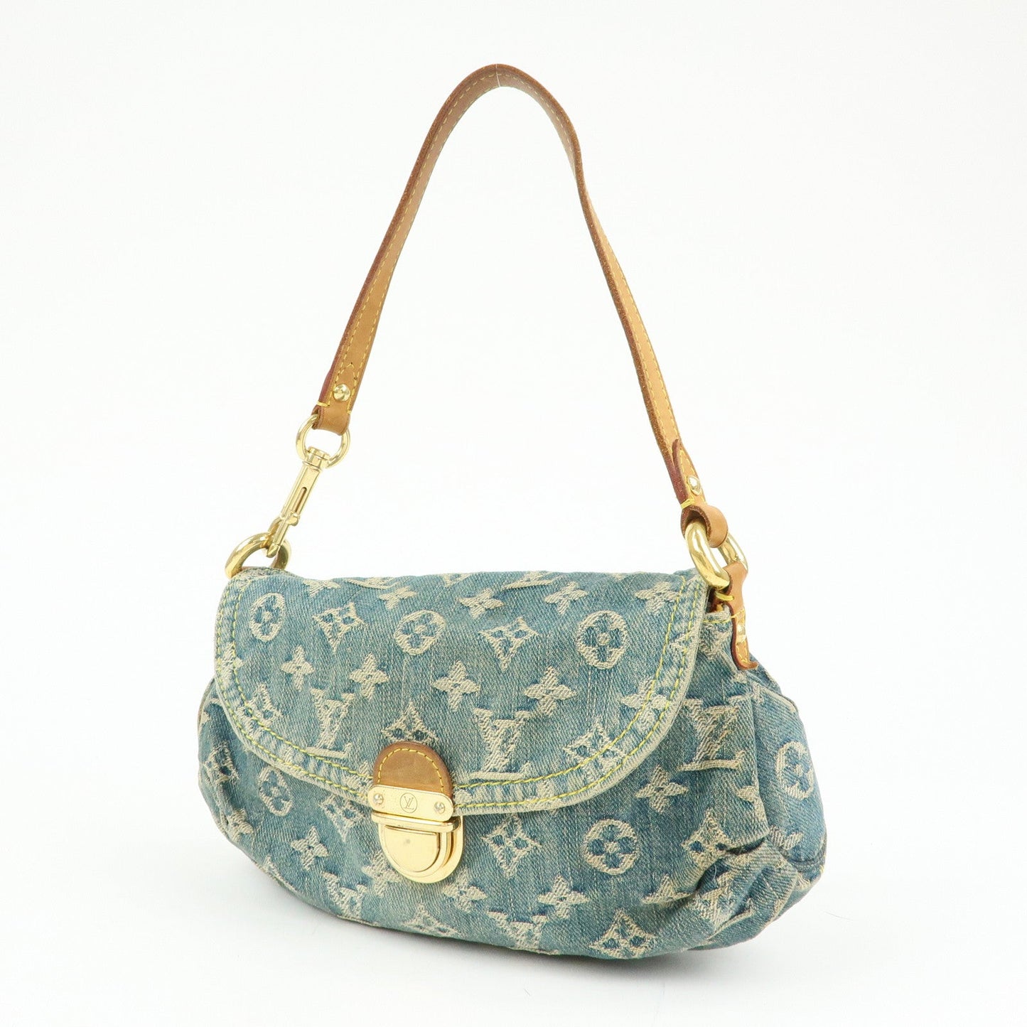Louis Vuitton Monogram Denim Mini Pleaty Shoulder Bag Blue M95050